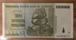 Zimbabwe 10 Trillion Dollars Uncirculated With Rigid Clear Sleeve photo