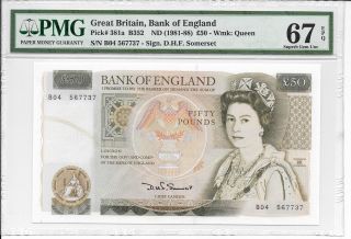 Great Britain - Bank Of England - 50 Pounds,  Nd (1981 - 88).  Pmg 67epq. photo