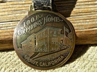 Ca 1900 Gilroy California (santa Clara) Rare Orphans Home Ioof Pict Fob & Strap photo