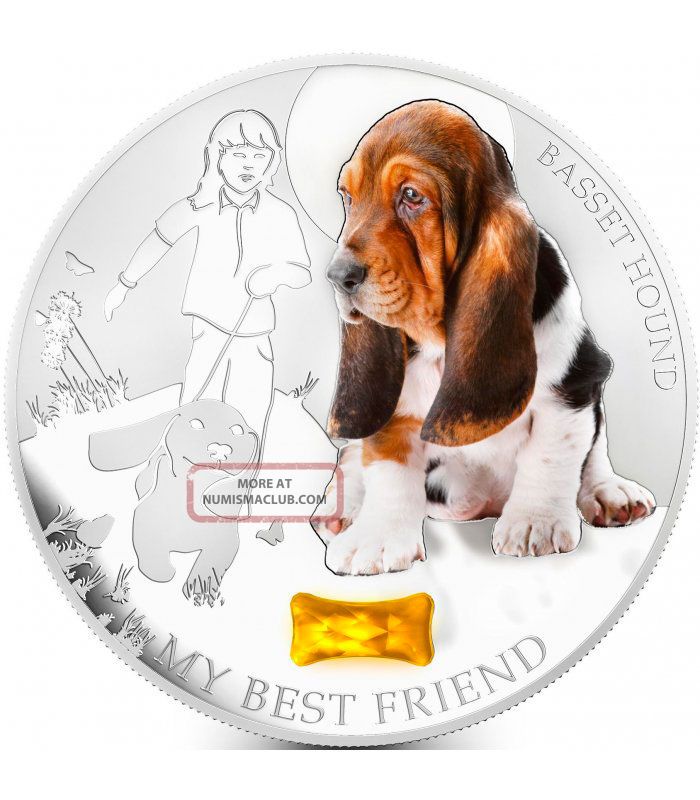 Fiji 2013 2$ Dogs & Cats My Best Friend - Basset Hound 1 Oz Proof Silver Coin Other Oceania Coins photo