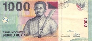 Indonesia 1000 Rupiah 2000 Prefix Tj Circulated Banknote photo