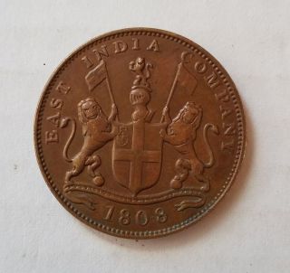 1808 British India 20 (xx) Cash Copper Coin East India Company photo
