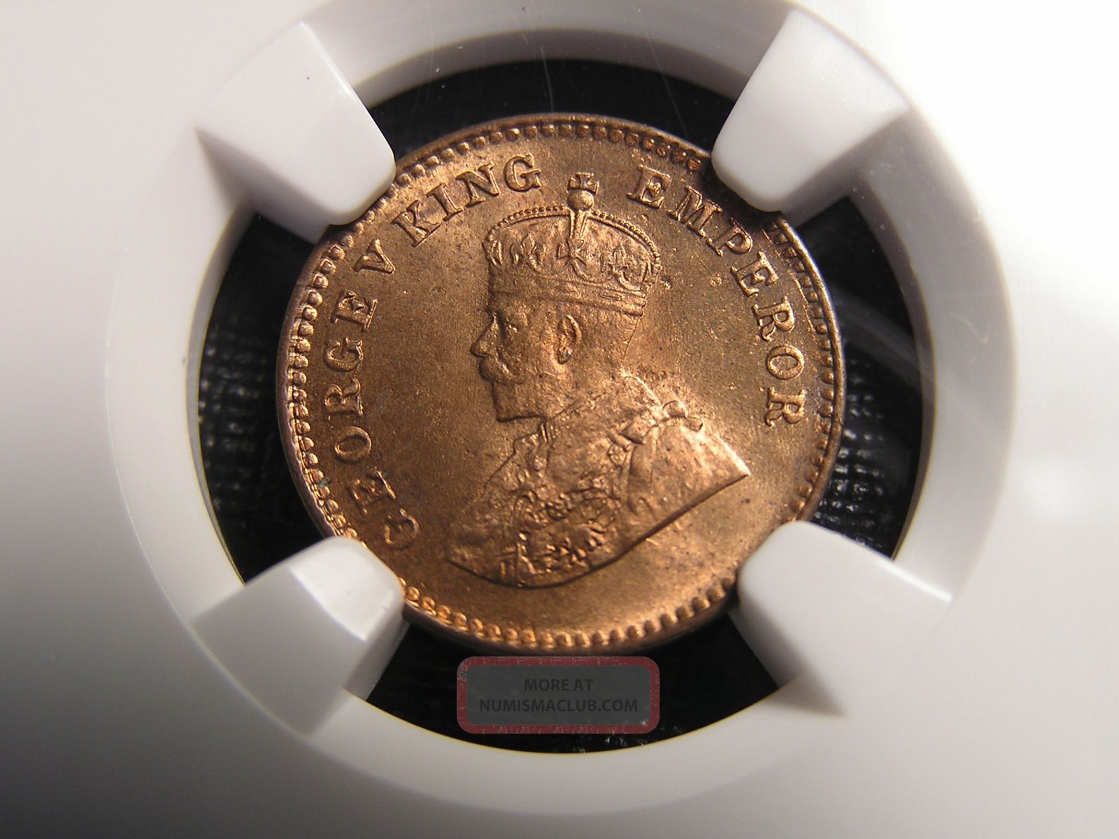 India Bronze 1/12 Anna George V 1932c Ngc Ms 65rb India photo