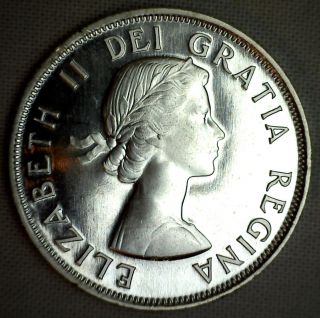 1955 Canadian Silver Uncirculated Half Dollar Coin 50 Cents Coin Canada photo