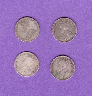 Canada: 4 Silver Quarters; 1928,  1929,  1931 & 1936 Circulated - Sell As Bullion photo