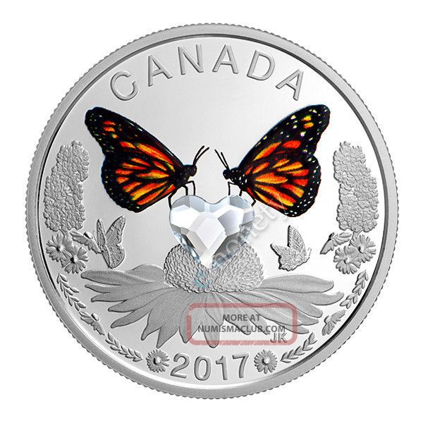 Canada 2017 Silver Coin $10 Butterflies Celebration Of Love 10 Cad Swarovski Coins: Canada photo