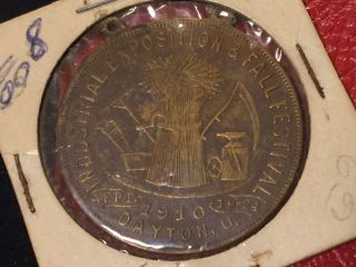1910 Dayton Oh Ohio Industrial Exposition Fall Festival Medal Coin Token Badge photo