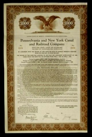Bond Pennsylvania & Ny Canal & Rr Co 5 Loan Secured Consolidated Mortgage photo