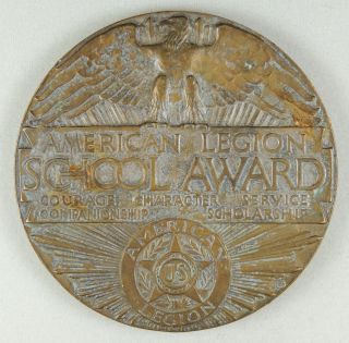1925 American Legion School Award - Bronze Medal / Medallion - Medallic Art Co Ny photo
