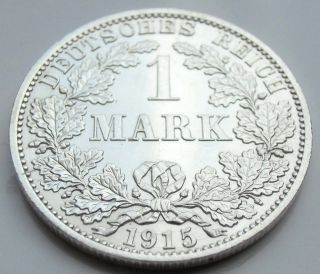 Rare Germany Empire 1 Mark Silver Coin 1915 A - 0.  900 Silver photo