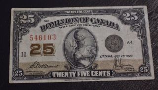 25 Cents 1923 Dominion Of Canada Mccavour Sauders About Vf photo