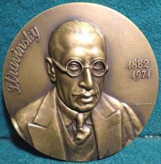 Ígor Stravinsky - Russian Composer / Musical Angel & Text 80mm Bronze Medal photo