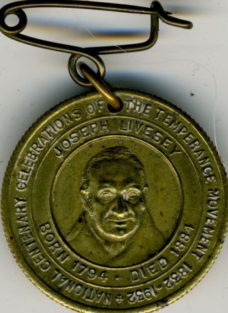 National Medal Centenary Celebrations Of The Temperance Movement Livesey 1932 Au photo
