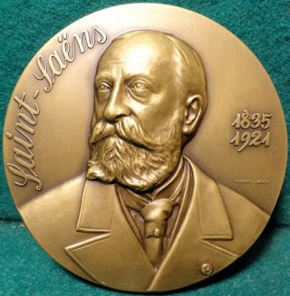 French Composer Charles Saint - SaËnz / Musical Angel & Text 80mm Bronze Medal photo