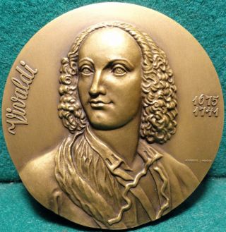 Antonio Vivaldi - Italian Composer / Musical Angel & Text 80mm Bronze Medal photo