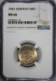 Norway Olav V Copper - Nickel 1963 50 Øre Ngc Ms66 Top Graded By Ngc Km 386 Europe photo 1