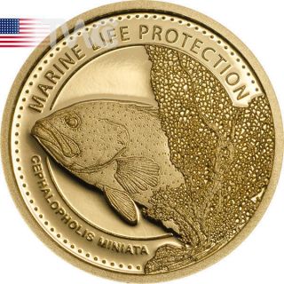 Palau 2016 1$ Marine Life Protection Coral Hind 0.  5 G Proof Gold Coin photo