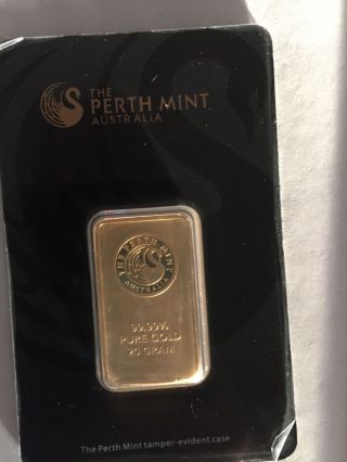 20 - Gram Perth Gold Bar.  9999 Fine (in Assay) photo