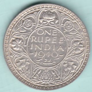 British India - 1940 - King George Vi Emperor - One Rupee - Rare Coin photo