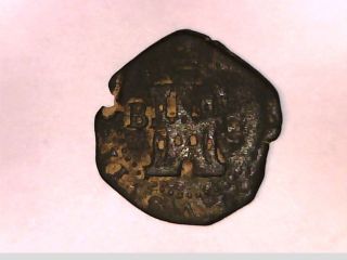 Spain Spanish Bronze Coin Castle And Lion Cob Coin Crusader Uncertain King To Me photo