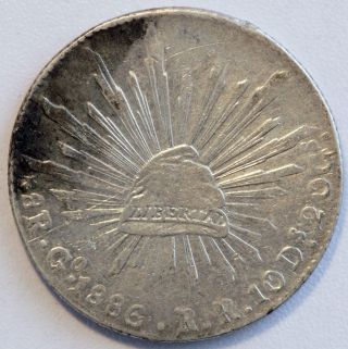1886 Mexico Go Rr Silver 8 Reales Coin Guanajuato (lv Xx) photo