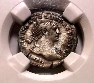 Roman Empire Coin Trajan Ad 98 - 117 Ar Denarius (graded Vf By Ngc) Coin photo