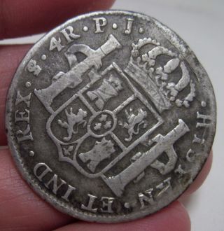 1821 Pj (bolivia - Potosi) 4 Reales (silver) - - - - Colonies - - - Very Scarce - - - photo
