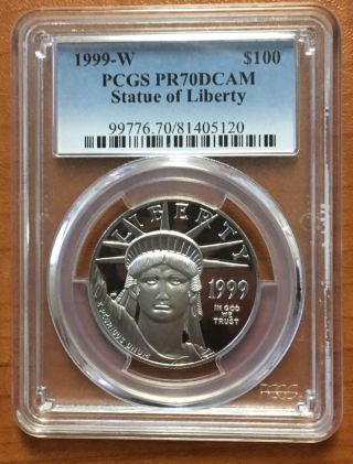 1999 Pcgs Pf70 $100 Platinum Eagle (1 Ounce Coin) photo