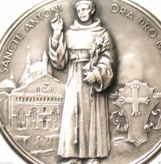 Saint Anthony Of Padua - Fantastic Large Antique Art Medal Signed By Johnson photo