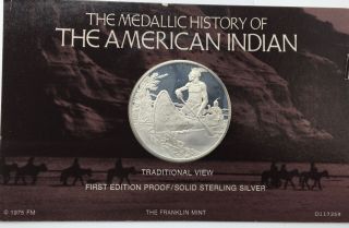 Pure Sterling Silver Medal The History Of The American Indian Franklin 11 photo