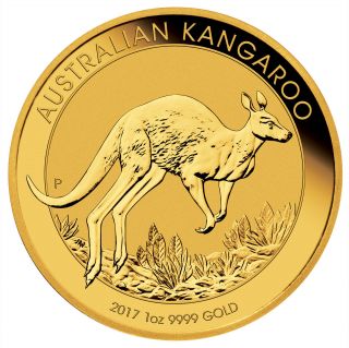 2017 - $100 Australian 1oz Gold Kangaroo.  9999 Fine Bu photo