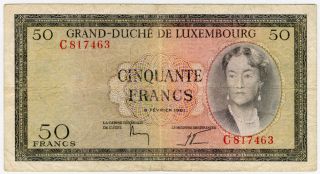 Luxembourg 1961 Issue 50 Francs Note Crisp Paper.  Pick 51a. photo