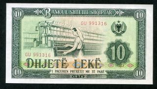 Albania 10 Leke 1976 P - 43 Unc Uncirculated Banknote photo
