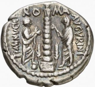Rome Ti.  Minucius C.  Augurinus 134 Bc Ar Denarius Rare photo