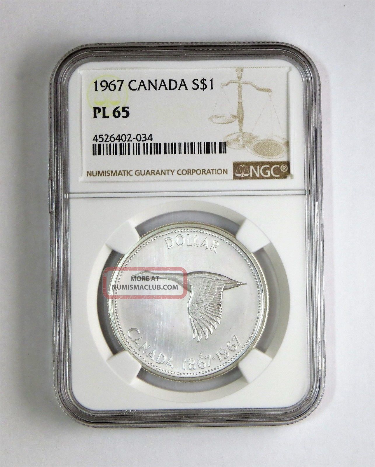 1967 S$1 Canada Silver Dollar Ngc Pl 65 Dollars photo