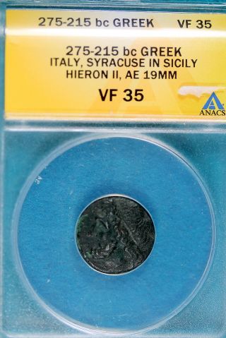 275 - 215bc Anacs Vf35 Greek Italy Syracruse In Sicily Hieron Ii B7703 photo