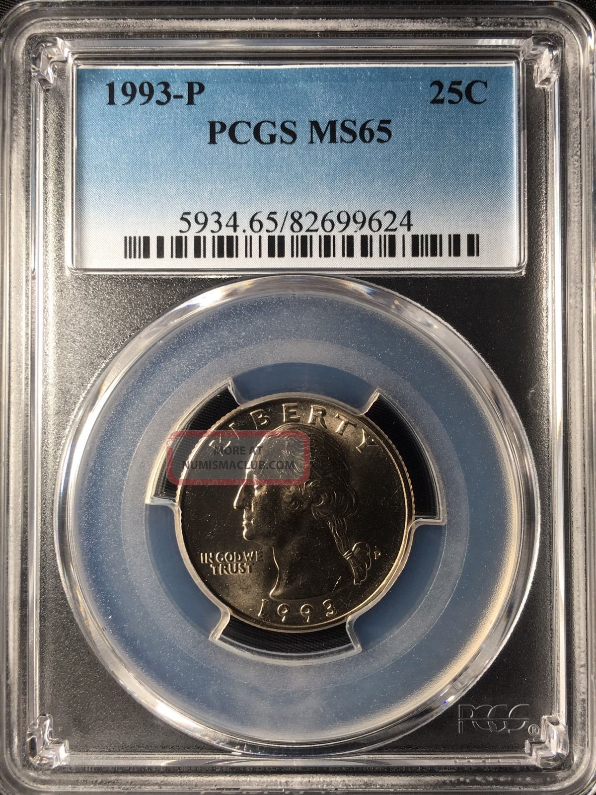 1993 - P 25c Washington Quarter Dollar Pcgs Ms65 82699624