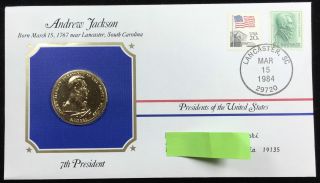 Andrew Jackson Us Medal First Day Cover Postal Commemorative Society photo