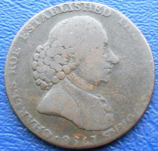 1791 Great Britain 1/2 Penny Token Charles Roe Copper Conder Y photo