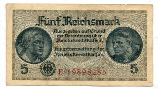 Xxx - Rare German 5 Reichsmark Third Reich Nazi Banknote F Con photo