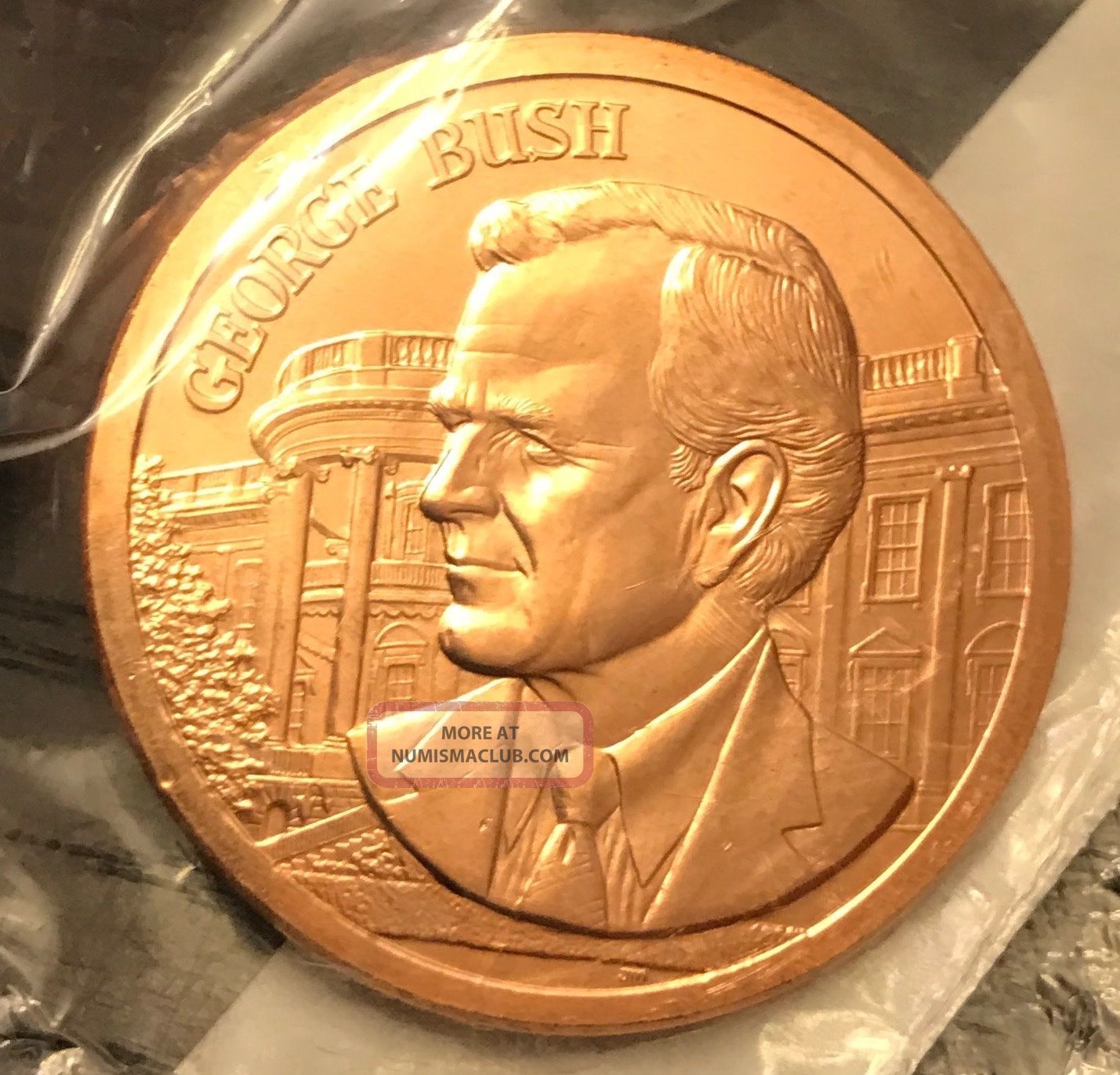 George Hw Bush Presidential Bronze Us Medal In Packaging Exonumia photo