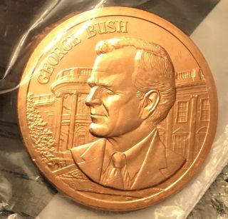 George Hw Bush Presidential Bronze Us Medal In Packaging photo