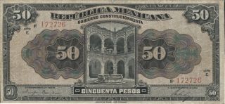 Mexico P - S688a Republica Mexicana Gobierno Constitucionalista 50 Pesos Xf photo
