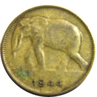 Elf Belgian Congo 1 Franc 1944 African Elephant World War Ii photo