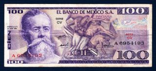 Mexico 100 Peso Banknote 1974 Circulated photo