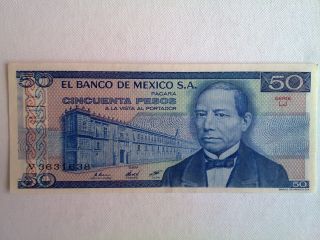 50 Peso Mexico Banknote 1981 Juarez Unc.  Bdm photo