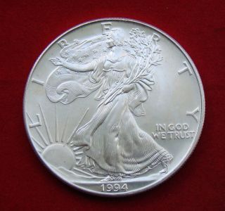 1994 Silver Dollar Coin 1 Troy Oz American Eagle Walking Liberty.  999 Fine photo