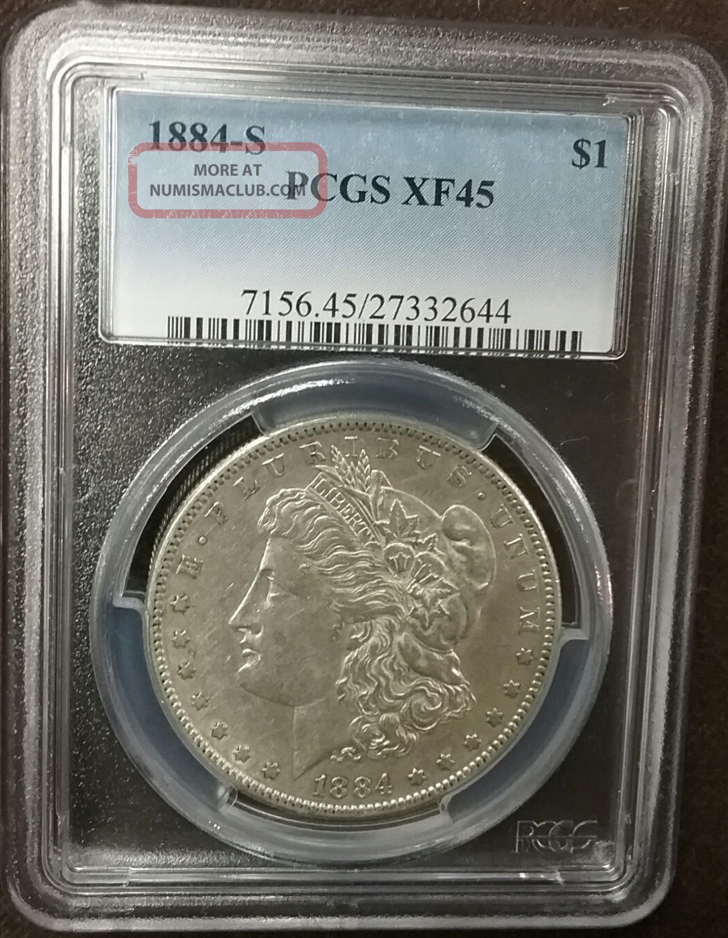 , 1884 - S Silver $1 Morgan Dollar Slabbed Graded Certified Pcgs Xf45