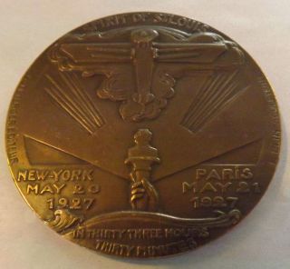 1927 Charles Lindbergh Spirit Of St.  Louis Fl Art Deco French Medal,  Coin E.  Blin photo