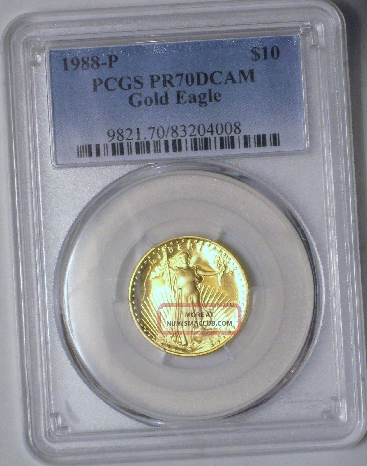 1988 10 1 4 Oz Gold Eagle Pr 70 Dcam